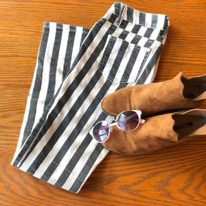 Black and White Striped Skinny Jeans